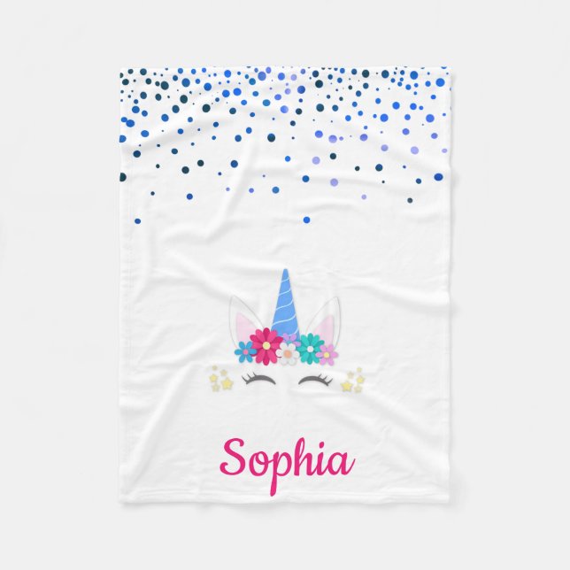 Personalised Unicorn with Pony Fleece Blanket (Front)