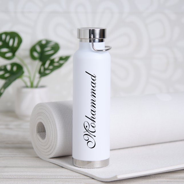 Personalised unik white youga water bottle (Yoga (Rotated))