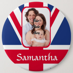 Personalised union jack 6 cm round badge