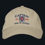 Personalised Union Jack Captain Nautical Embroidered Hat<br><div class="desc">A classic crossed anchors nautical style with a UK flag applique,  a custom personalised embroidered cap for a captain of special occasions. 
 
 


 
Use the "Ask this Designer" link to contact us with your special design requests or for some assistance with any of your customisation needs.</div>
