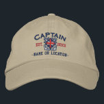 Personalised Union Jack Captain Nautical Embroidered Hat<br><div class="desc">A classic crossed anchors nautical style with a UK flag applique,  a custom personalised embroidered cap for a captain of special occasions. 
 
 


 
Use the "Ask this Designer" link to contact us with your special design requests or for some assistance with any of your customisation needs.</div>