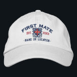 Personalised Union Jack Flag First Mate Nautical Embroidered Hat<br><div class="desc">A classic crossed anchors nautical style with a UK flag applique,  a custom personalised embroidered cap for a first mate of special occasions. 
 
 


 
Use the "Ask this Designer" link to contact us with your special design requests or for some assistance with any of your customisation needs.</div>