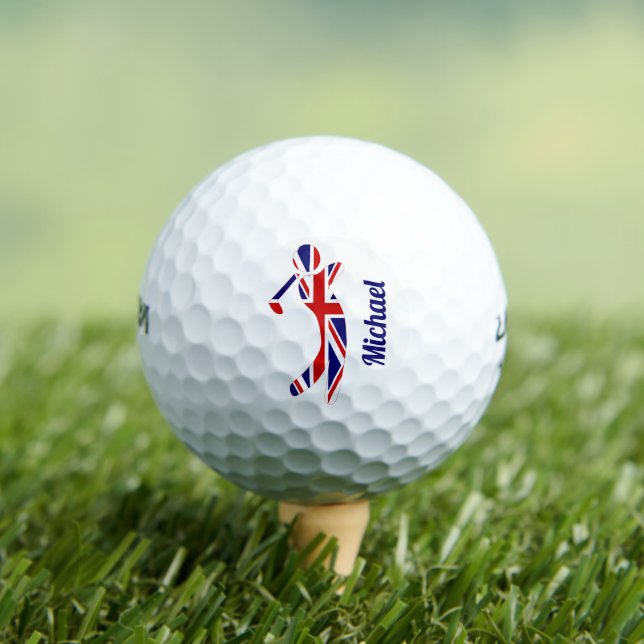 Personalised Union Jack Flag Golf Player Balls (Insitu Tee)