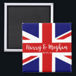 Personalised Union Jack | Royal Wedding Magnet<br><div class="desc">NewParkLane - Royal Wedding Magnet to commemorate the Royal Wedding, with the British Flag - the UnionJack - and ' Harry & Meghan' in elegant script typography. The perfect souvenir of this historic event! Also easy to customise in Zazzle with your own text for a personalised design. All text styles,...</div>