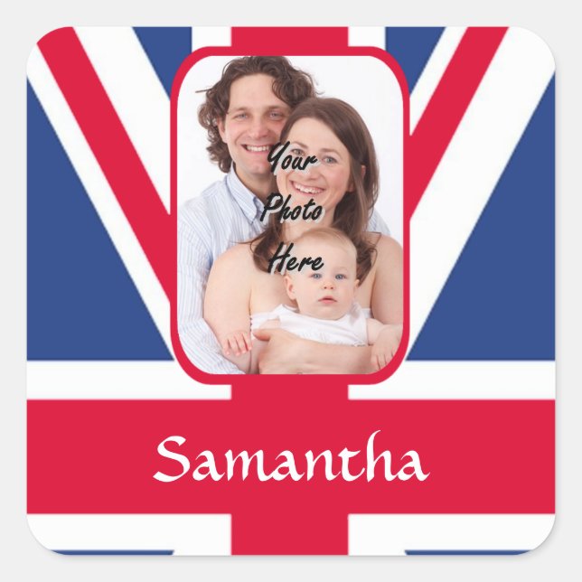 Personalised union jack square sticker (Front)