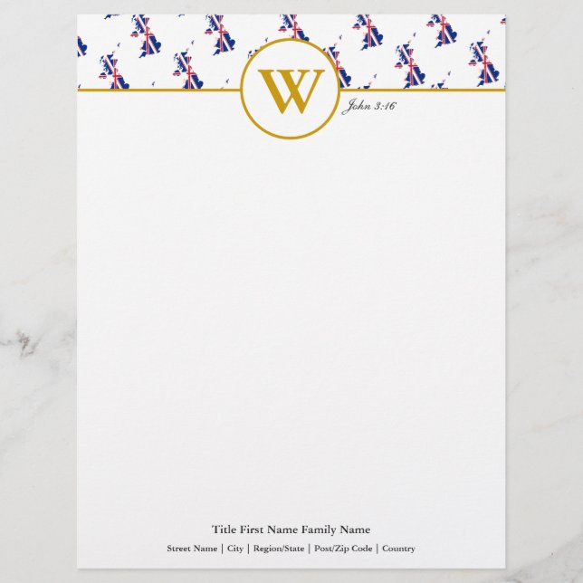 Personalised UNION JACK UK Map Letterhead (Front)