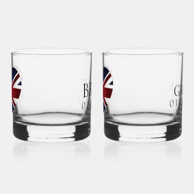 Personalised union jack wedding glasses (Left)