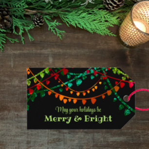 Personalised Unique Colourful Fun Lights Christmas Gift Tags