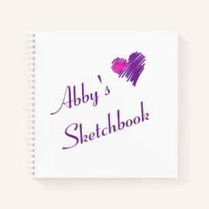 Personalised Unique Cute Heart Doodle Sketchbook Notebook