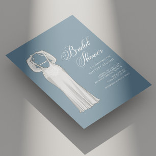 Personalised Unique Dusty Blue Bridal Shower Invitation