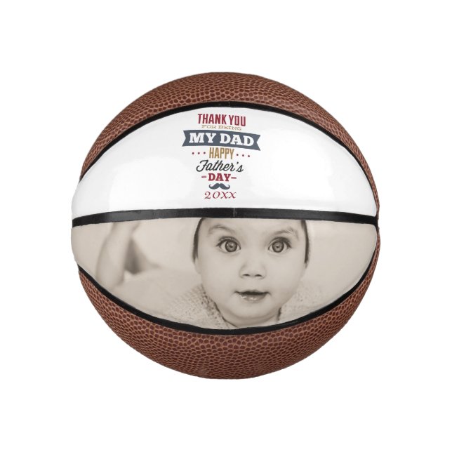 Personalised Unique Fathers Day Photo Gift Mini Basketball (Front)