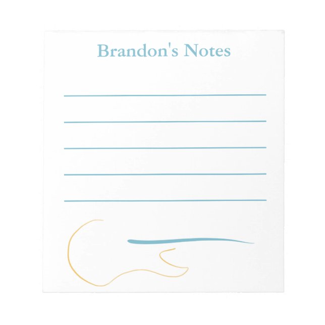 Personalised Unique Gifts For Guitar Lovers Notepad (Front)