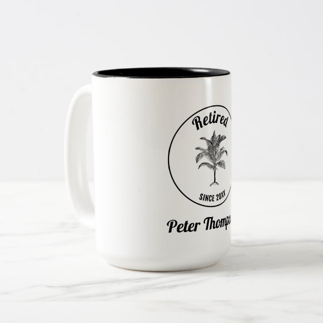 Personalised Unique Retirement Gift Two-Tone Coffee Mug (Front Left)