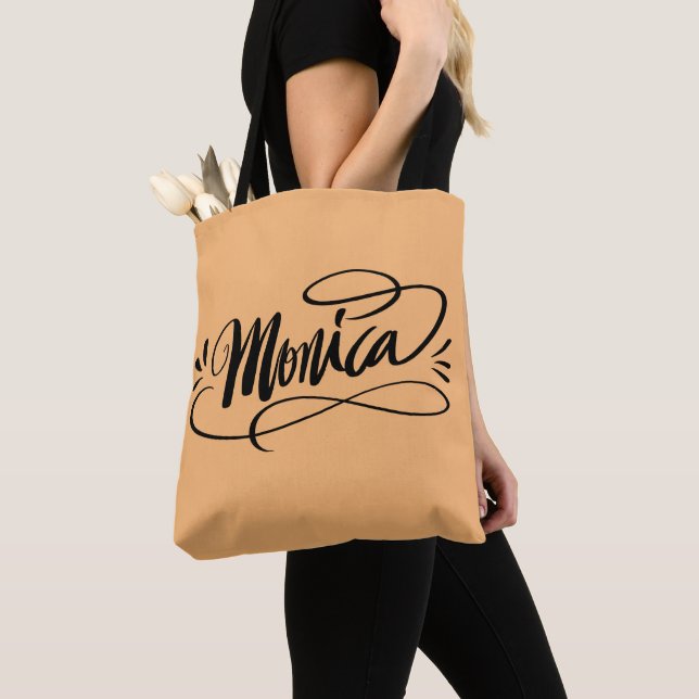 Personalised unique tote bag gift with name Monica (Close Up)
