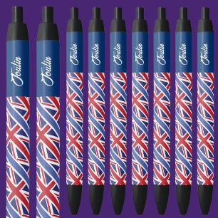 Personalised United Kingdom Flag                 Black Ink Pen