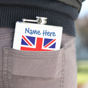 Personalised United Kingdom Flag Heritage Hip Flask