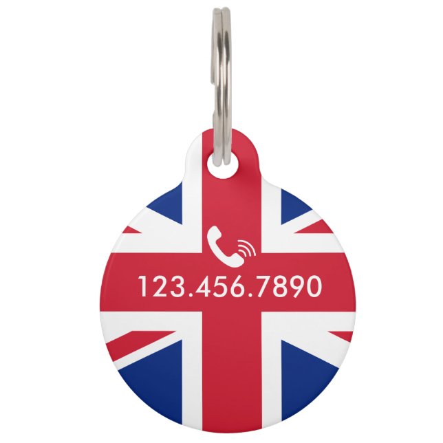 Personalised United Kingdom flag Pet Tag (Back)