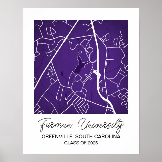 Personalised University Map, custom map, college c Poster (Front)