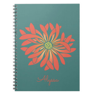 Personalised Untamed Coral Flower Notebook