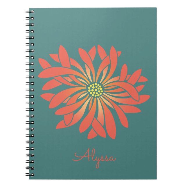 Personalised Untamed Coral Flower Notebook (Front)