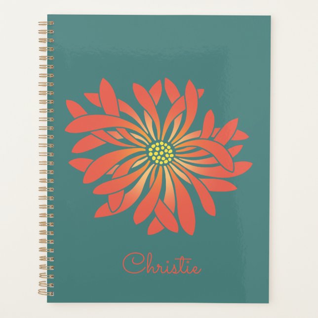 Personalised Untamed Coral Flower Planner (Front)