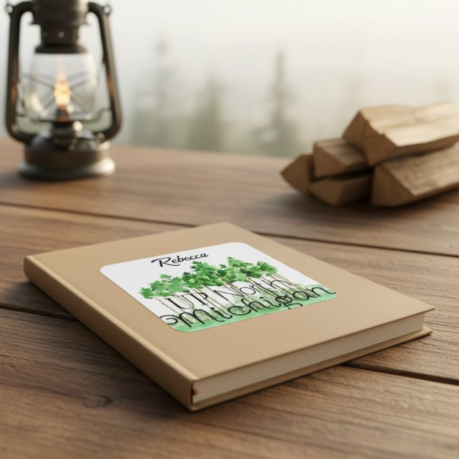 Personalised Up North Michigan Trees Sticker  (Personalized Up North Michigan Trees Sticker )