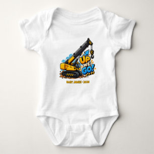 Personalised Up We Go Little Crane Baby Bodysuit