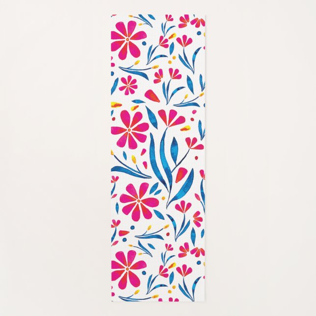 Personalised Uplifting Floral Pattern Yoga Mat (Front)