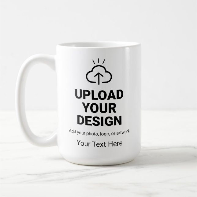 Personalised Upload Your Design and Text Coffee Mug (Left)