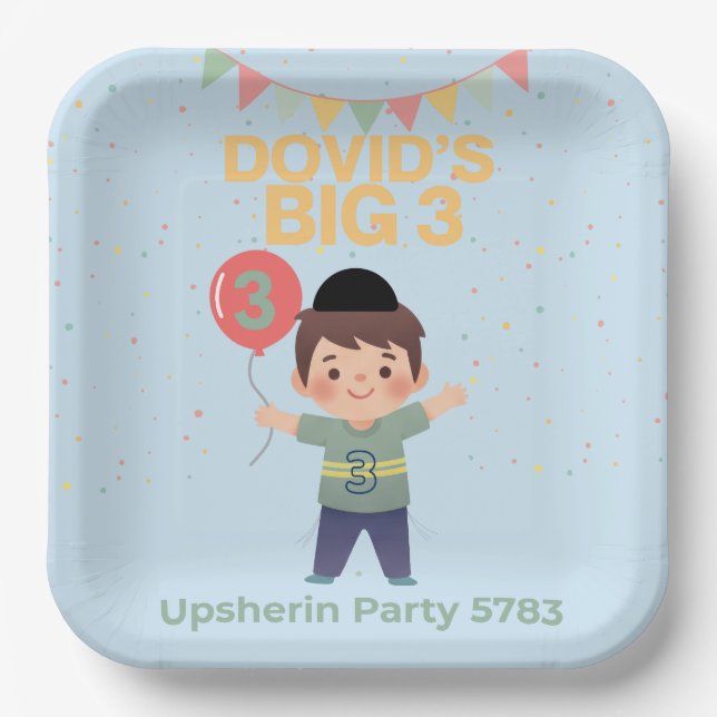 Personalised Upsherin Party plates (Front)