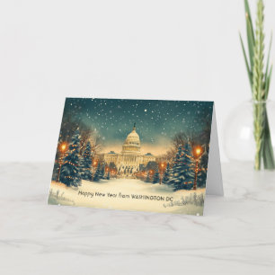 Personalised US Capitol Washington DC New Year Holiday Card