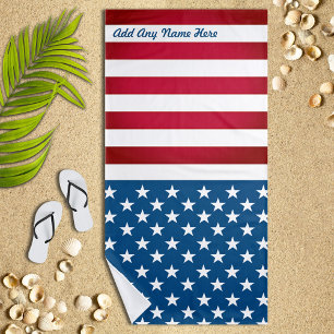 Personalised US Flag Beach Towel