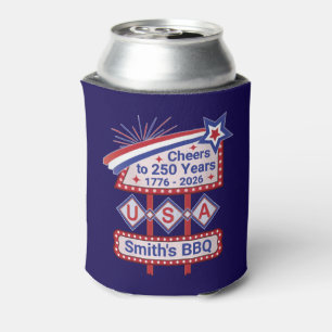 Personalised USA 250–Patriotic Retro Marquee Can Cooler