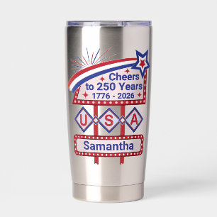 Personalised USA 250–Patriotic Retro Marquee Insulated Tumbler