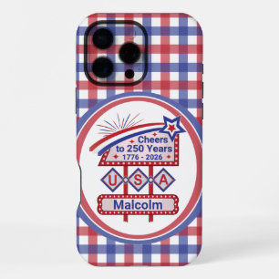 Personalised USA 250–Patriotic Retro Marquee iPhone 16 Pro Max Case