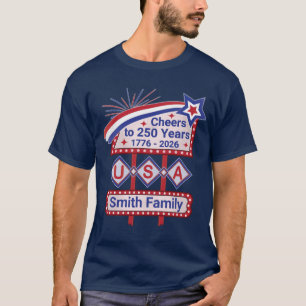 Personalised USA 250–Patriotic Retro Marquee T-Shirt