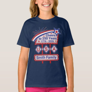 Personalised USA 250–Patriotic Retro Marquee T-Shirt