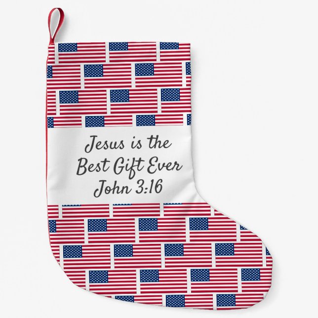 Personalised USA AMERICAN FLAG Small Christmas Stocking (Front)