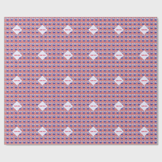Personalised USA American Flag Tiled Red Name Wrapping Paper