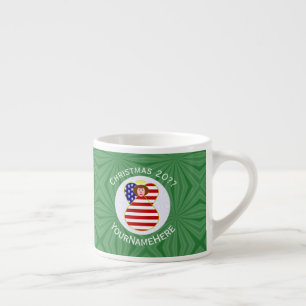 Personalised USA Angel Christmas Flag Red Hair Espresso Cup