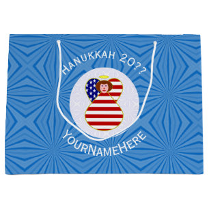 Personalised USA Angel Hanukkah Flag  Large Gift Bag