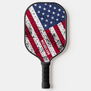 Personalised USA Flag Angled Diagonal Pickleball Paddle