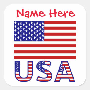 Personalised USA Flag Name Label