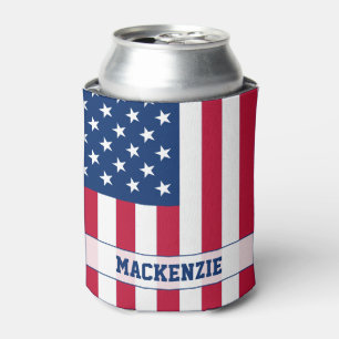 Personalised USA Flag Stars and Stripes Can Cooler