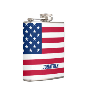 Personalised USA Flag Stars and Stripes Hip Flask