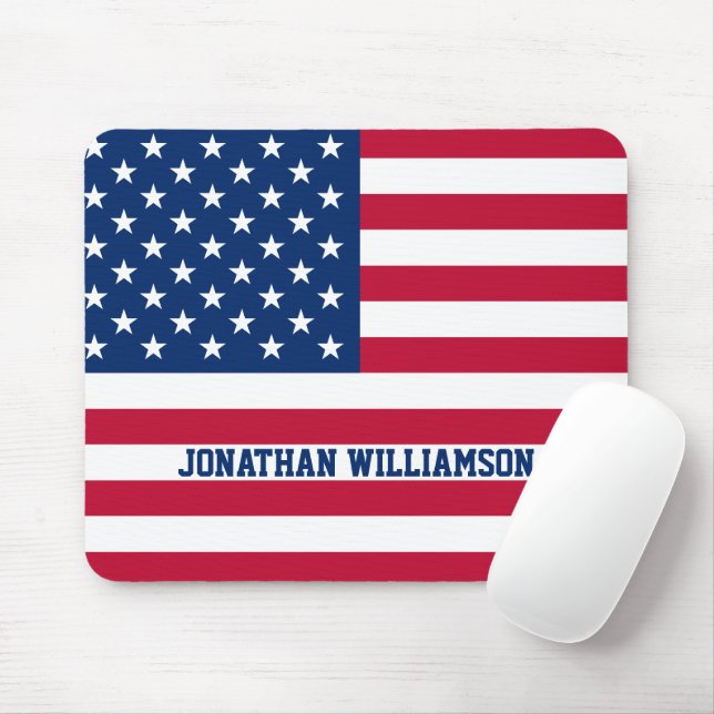 Personalised USA Flag Stars and Stripes Mouse Pad (With Mouse)