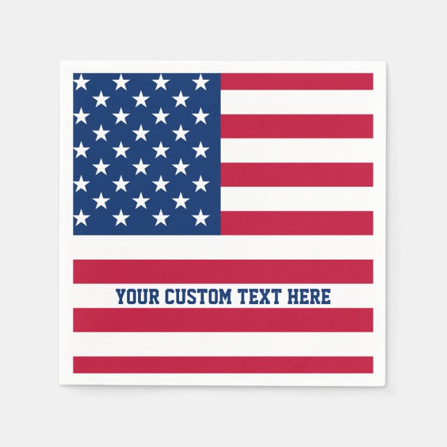 Personalised USA Flag Stars and Stripes Napkin (Front)