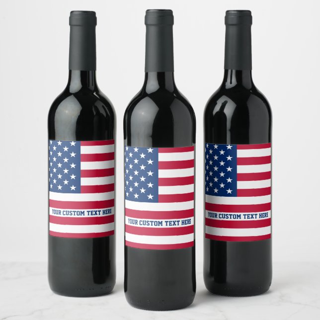 Personalised USA Flag Stars and Stripes Wine Label (Bottles)