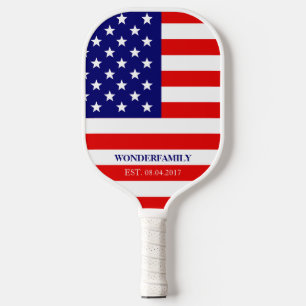 Personalised USA Flag Stars Stripes Pickleball Paddle