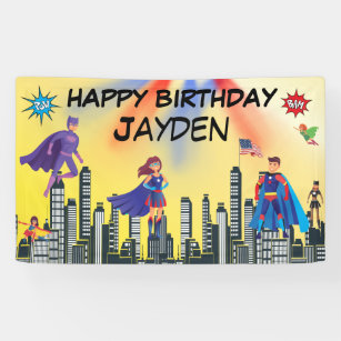 Personalised USA Justice Superhero Colourful Flyin Banner